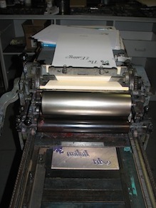 Purple plate about to print